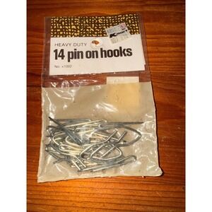 Vintage Heavy Duty Pin On Hooks 14 Ct Drapery Curtain Pleater Upholstery NOS